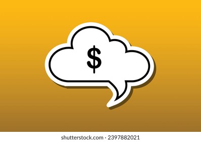 Hand drawn of Message box icon.Stock vector illustration isolated on yellow background	