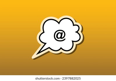 Hand drawn of Message box icon.Stock vector illustration isolated on yellow background	