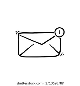 Hand Drawn Message And Mail Line Icons. Doodle Isolated Background