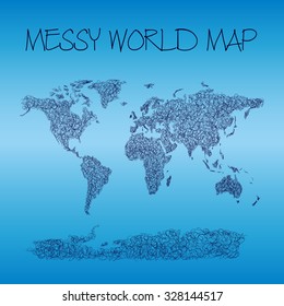 hand drawn messy map of the world