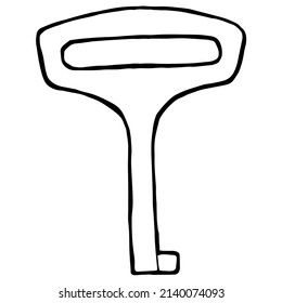 hand drawn metal key in doodle style