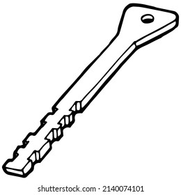 hand drawn metal key in doodle style