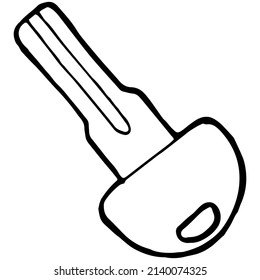 hand drawn metal key in doodle style