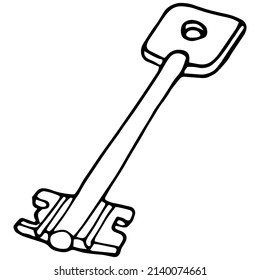 hand drawn metal key in doodle style