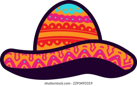 Hand Drawn Mexican Sombrero Hat Vector Illustration