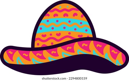 Hand Drawn Mexican Sombrero Hat Vector Illustration