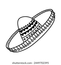 Hand drawn Mexican sombrero vector doodle illustration