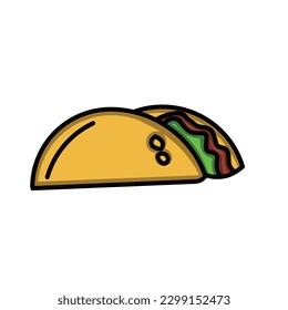 Hand drawn mexican taco isolated on white background,vector illustration eps10