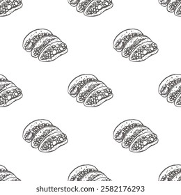 Hand drawn Mexican tacos el pastor seamless pattern. Simple design of Mexican food for textile, fabric, wrapping paper