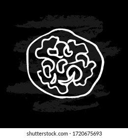 Hand drawn Mexican traditional food tostados icon isolated on black chalk board background. Vector illustration for menu, poster, web. 