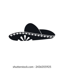 Hand drawn mexican traditional hat sombrero vector icon on white background. Mexico holiday celebration and fiesta party cartoon object. Cinco de Mayo, Day of the dead, Taco theme.