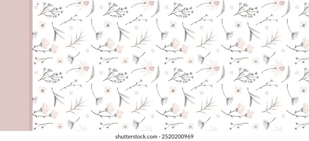 Padrão sem emenda desenhado à mão micro verdes. Ilustração vetorial em estilo de esboço isolado no plano de fundo branco