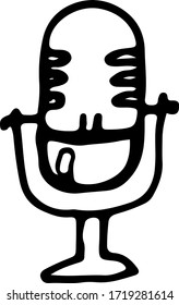 Hand drawn microphone. Doodle vector illustration.