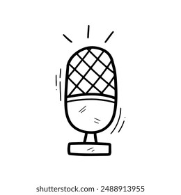 Hand Drawn Microphone Illustration. Doodle Vector. Isolated on White Background - EPS 10 Vector