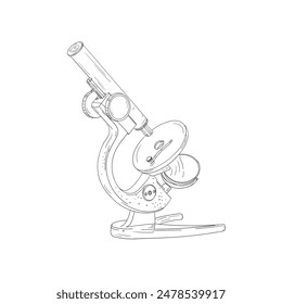 hand drawn microscope concept. line microscope