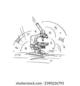 hand drawn microscope. doodle microscope. microscope concept for education, business, science