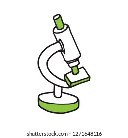 Hand drawn microscope doodle icon. Flat design. Vector illustration
