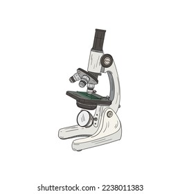 hand drawn microscope. microscope equipment for education, science, business. doodle microscope on white background