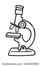 Hand drawn microscope. Flat doodle style. vector illustration.