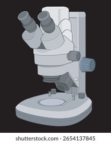 Hand Drawn Microscope Illustration. Laboratory Science Equipment for Research and Education Projects