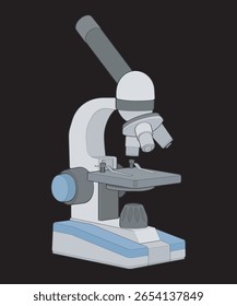 Ilustración de microscopio dibujado a mano. Equipo de Ciencia de laboratorio para proyectos de investigación y Educación