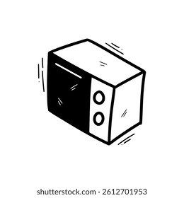 Hand Drawn Microwave Illustration. Doodle Vector. Isolated on White Background - EPS 10 Vector
