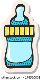 Icono de botella Leche dibujado a mano en ilustración vectorial de estilo de pegatina