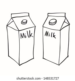 Hand drawn milk box on white