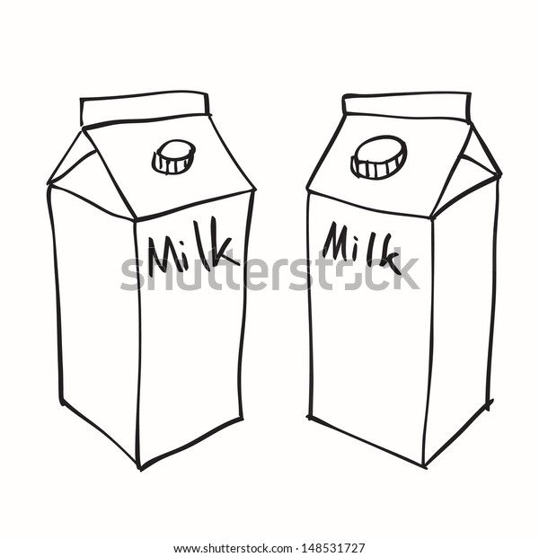 Hand Drawn Milk Box On White Stock Vector (Royalty Free) 148531727 ...