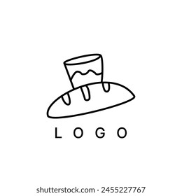 Hand drawn milk and bread logo design vector.