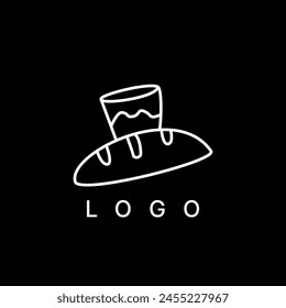 Hand drawn milk and bread logo design vector.