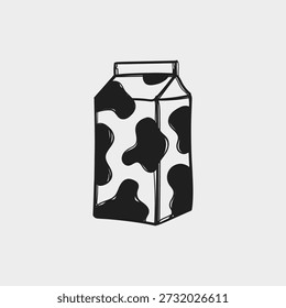 Ilustração de vetor de caixa de leite desenhada à mão em estilo moderno de doodle. Perfeito para design de alimentos, branding, gráficos de supermercado, cartazes e conceitos de embalagem.