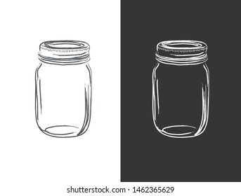 Hand drawn milk jug and glass of milk. Sketches isolated. Black and white graphic design. Vector illustration.