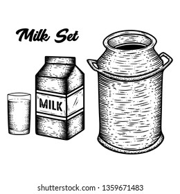 Hand Drawn Milk Set