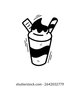 Hand Drawn Milkshake Illustration. Doodle Vector. Isolated on White Background - EPS 10 Vector