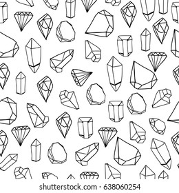 Hand drawn minerals. Graphic vector seamless pattern