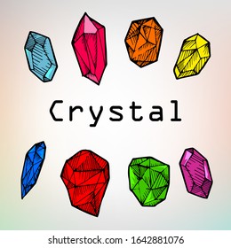 hand drawn minerals and magic crystals. sketch