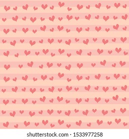 Hand drawn mini heart shape red color.Seamless pattern isolated on white background. Design for element of valentine day ,Print ,Wrapping paper ,Love/wedding card ,Screen wallpaper.Vector.Illustration.