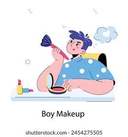 A hand drawn mini illustration of boy makeup 