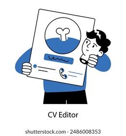 A hand drawn mini illustration of cv editor 