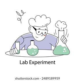 Una mini ilustración dibujada a mano del experimento de laboratorio 