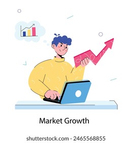 A hand drawn mini illustration of market growth 