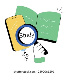 Hand drawn mini illustration of mobile study 