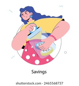 A hand drawn mini illustration of savings 