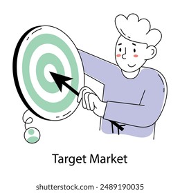 A hand drawn mini illustration of target market 