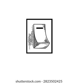 hand drawn mini rocker switch power button line art vector illustration