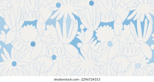 Hand drawn minimal abstract floral pattern. Collage cute print. Fashionable template for design.