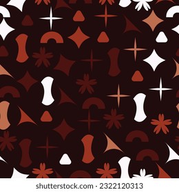 Hand drawn minimal abstract geometric shapes seamless pattern. Fashionable template for design. Nordic neutral print vector illustration for tile, rug, fashionable.  