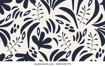 Hand drawn minimal abstract organic shapes pattern. Collage contemporary print. Fashionable template for design.