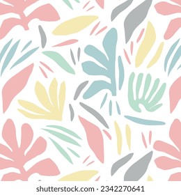 Hand drawn minimal abstract organic shapes pattern. Collage contemporary print. Fashionable template for design.